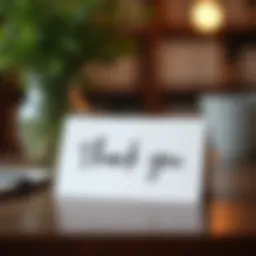 Elegant thank you note on a desk