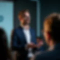 A business professional delivering a presentation