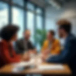 A diverse team collaborating in a modern office space