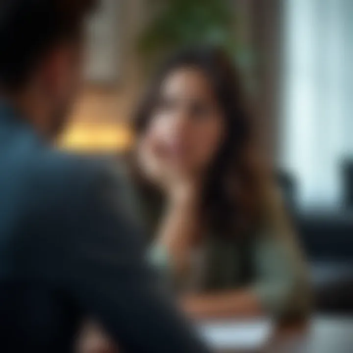 A person showing signs of distress in a conversation