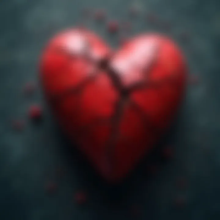 An illustration of a heart with cracks symbolizing emotional turmoil