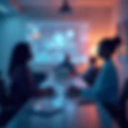 Illustration depicting the integration of technology and diversity in a workspace