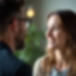 Close-up of two individuals engaged in conversation, illustrating the importance of eye contact.
