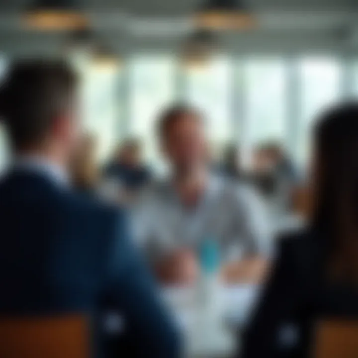A leader engaging with employees in an inclusive setting